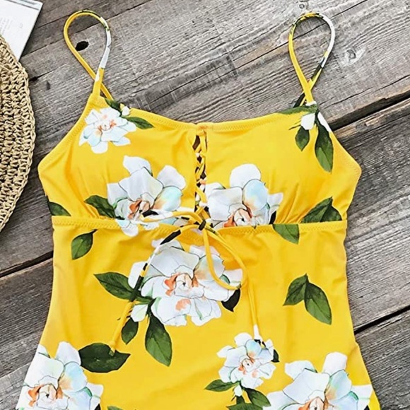 Yellow Floral Swimsuit - Picture 4 of 6